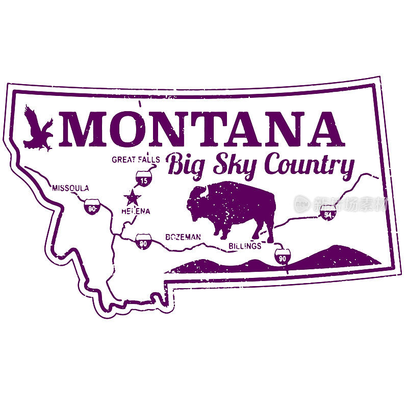 Retro Montana Travel Stamp
